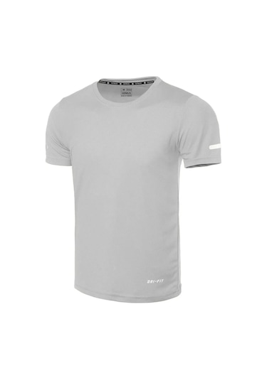 Erkek Nem Emici Hızlı Kuruma Atletik Teknik Performans Spor T-shirt Drıfıt-kısakol Gri