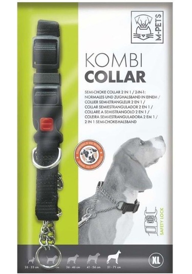 M-pets Kombi 2in1 Köpek Eğitim Tasması Siyah Xl