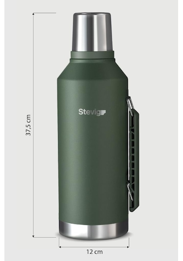 Stevig 1 Camper Klasik Kulplu Sızdırmaz Çelik Termos 2.2 Lt Green St-260 Yeşil