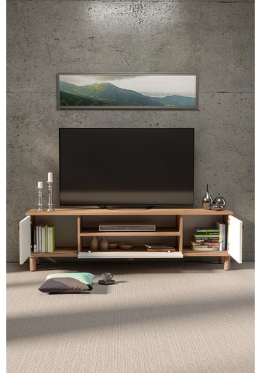 Bohem 180 Cm Mdf Kapak Tv Ünitesi Ceviz - Beyaz