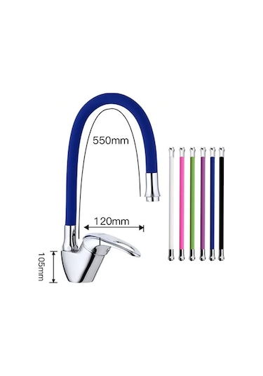 Mix Kuğu Mutfak Evye Bataryası Renkli Oynar Başlıklı Mavi