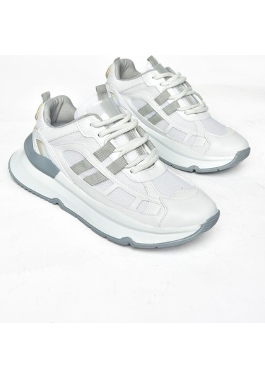 Fox Shoes S973017604 Beyaz/gri Kumaş Sper Ayakkabı Sneakers Beyaz - Gri