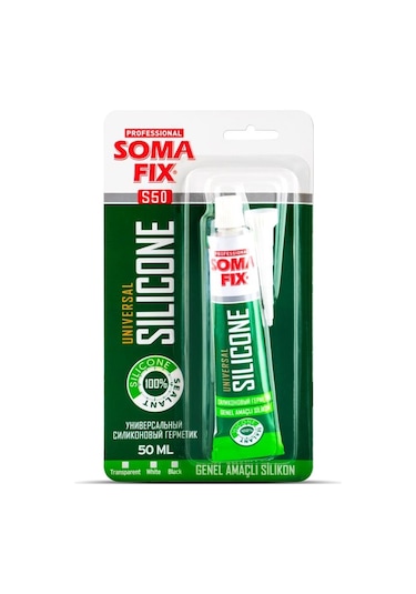 Somafix Şeffaf Tüp Silikon 50 Ml Genel Amaçlı Tek Kompanentli Şeffaf