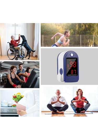 Parmak Ucu Nabız Oksimetresi Kan Oksijen Doygunluğu Ve Nabız Monitörü, Kordonlu 2 Yönlü Ekran