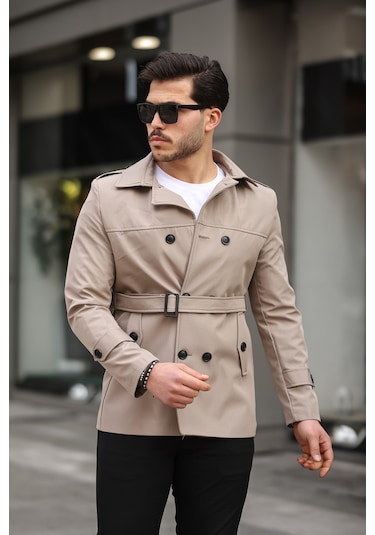 Mero Life Erkek Krem Mevsimlik Astarlı Kemerli Kruvaze Trençkot Krem Mero Life Erkek Krem Mevsimlik Astarlı Kemerli Kruvaze Trençkot Krem