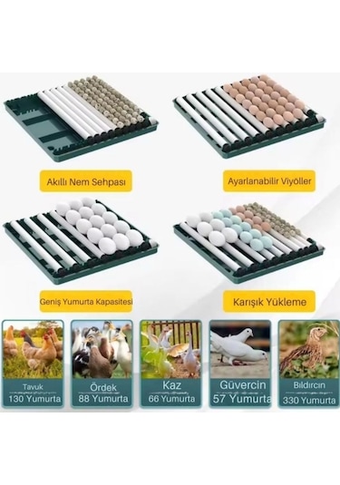 5 Otomatik Programlı 130 Tavuk Yumurta Kapasiteli Tam Otomatik Kuluçka Makinesi
