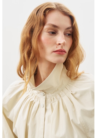 Oversıze Bağlamalı Midi Trençkot Taş Taş