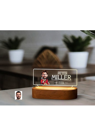 Bk Gift Kişiye Özel İsimli Erkek Patron Karikatürlü Led Işıklı Akrilik Masa İsimliği-4, Ofis Dekoru, Mesleki Hediye, Ofis Hediyeleri Kobitmeyen138012