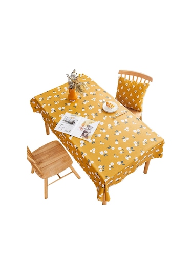 Kırsal Çiftlik Pvc Kağıt Su Geçirmez Yağ Yıkama Masaüstü Masa Örtüsü, Boyut: 140x140cm Çiçek Dili Beyaz