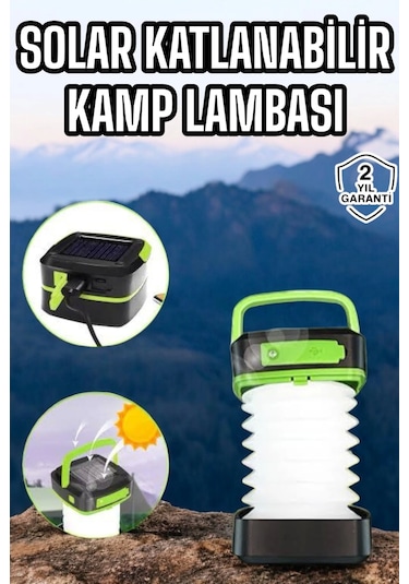Güneş Enerjili Led Lamba Kamp Lambası Katlanabilir Lamba Usb Şarjlı Çok Renkli