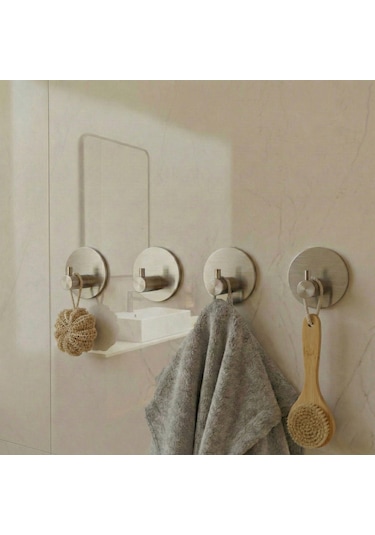 Zift Unique 4 Adet Paslanmaz Çelik Krom Banyo/Bornoz/Havlu Askısı Krom