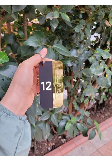 12 Adet Kişiselleştirilebilir Anahtarlık, Otel, Pansiyon, Yurt, Butik Otel, Bungalov Otel Siyah