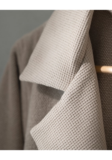 Carole Unisex %100 Pamuk Bornoz Set - Bej - Lüks Koleksiyon Ekru