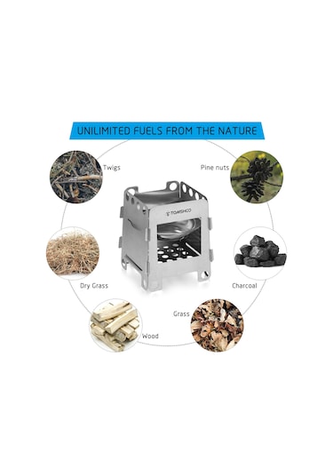 Açık Kamp Odun Sobası İle Kızartma Tavası Seti Piknik Araçları Gümüş