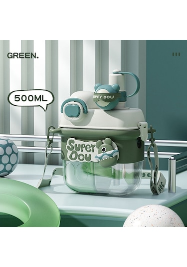 Yaz Saman Fincan Çift Içecek Çocuk Su Bardağı Kadın Öğrenciler Için Bölünmüş Bin Plastik Çift Bin Taşınabilir Su Isıtıcısı-800Ml Yeşil