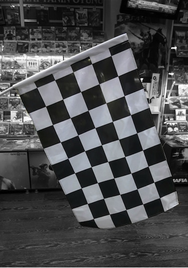 50x70 Cm Damalı Bayrak Plastik Sopalı Raşel Kumaş