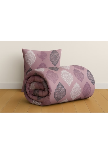 Tek Kişilik Desenli Lastikli Çarşaf Seti 100x200 Cm + 1 Yastık Kılıfı 50x70 Gül Kurusu