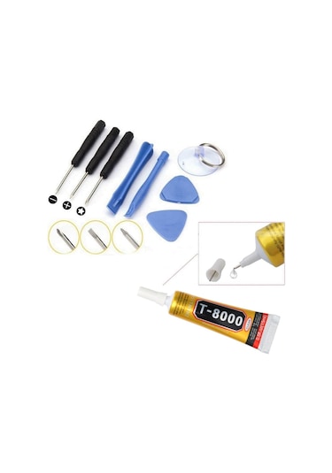 T8000 Ekran Dokunmatik Kapak Yapıştırıcı 15 ML Şeffaf+Tamir Seti