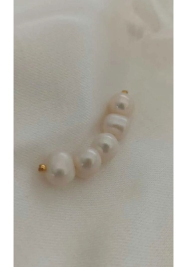 24k Altın Kaplama Hayalet İp Gerçek İnci Zarif Kolye Beyaz