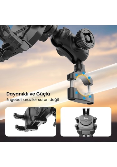 Vtn-27 Gidon Bağlantılı Güneş Ve Yağmur Korumalı Motosiklet Bisiklet Telefon Tutucu Siyah