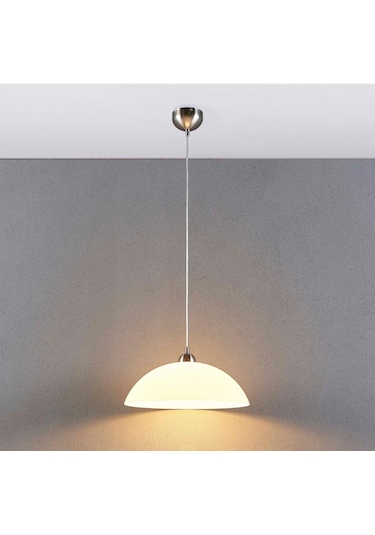 Mylights Modern Spor Opal Cam 30Cm Inox Askılı Paslanmaz Krom Cam Sarkıt Avize