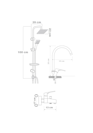 Armour Armatür Banyo Batarya Seti 3'lü Krom Krom
