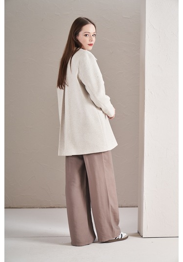 Balık Sırtı Ceket Ekru Ekru