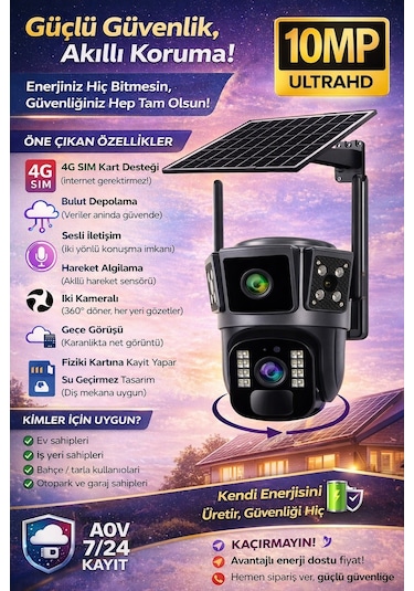 4g Solar Panelli 2 Kameralı Güvenlik Kamerası