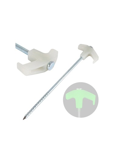 Pazly Parlak Çadır Spiral Çivi - Yüksek Dayanımlı Çelik 250mm Kamp Kazığı Gümüş Renk Gümüş