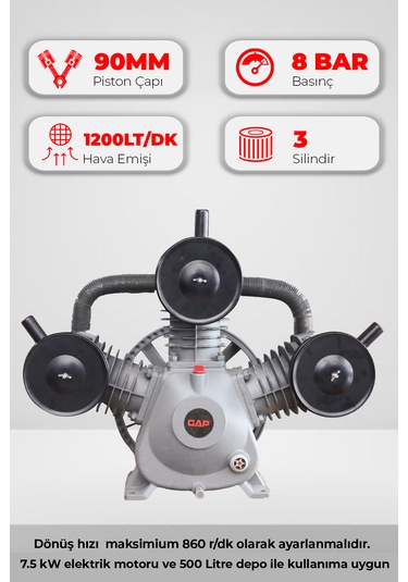 Kompresör Kafası 8 Bar Pistonlu G3090