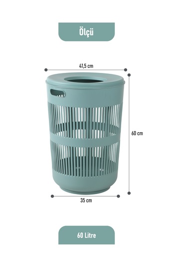 İronika Solara İkili Dekoratif Kirli Çamaşır Sepeti Seti Oyuncak Sepeti 60 - 22 Litre Yeşil Yeşil