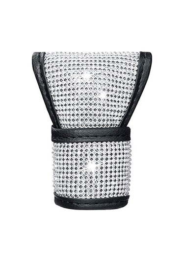 Padalink Kadınlar İçin Kristalli Vites Kolu Kapağı - Pu Deri Siyah Vites Koruyucu