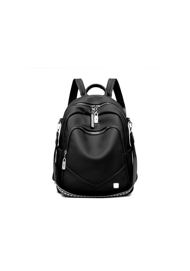 Yeni Pu Sırt Çantası Modaya Uygun Basit Stil Büyük Kapasiteli Şık Kadın Sırt Çantasısiyah Diğer