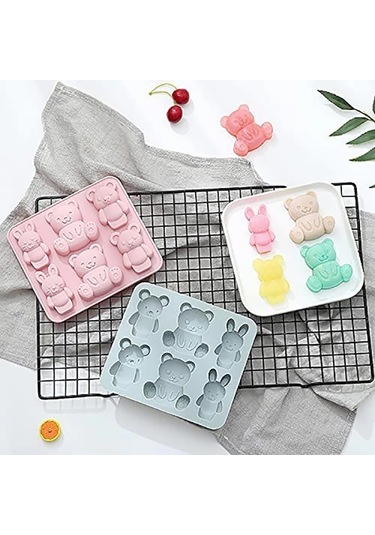 3 Boyutlu Mini Sevimli Ayı Şeklinde Silikoz Buz Kalıbı Çok Renkli