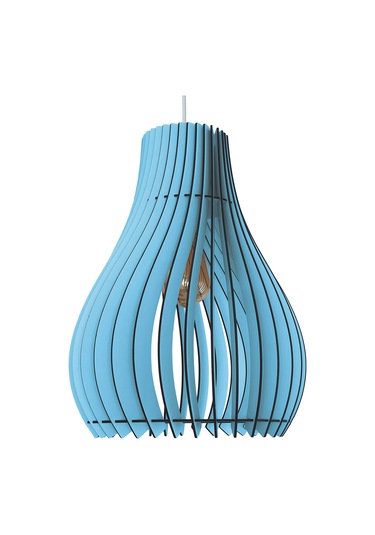 Vialux Modern Ahşap Bohem Rustik Avize Tekli Sarkıt Lamba Pastel Açık Mavi