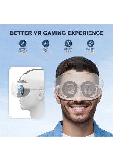 Fastbuy Startrc Meta Quest 3 Mavi Işık Koruyucu Lens Kapak Seti, Çizilmez, 2 Adet
