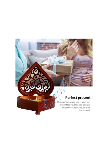 Müzik Kutusu Ahşap Kalp Şeklinde Müzik Kutusu Yaratıcı Süslemeler Tatil Hediyeleri Erkekler Kadınlar Arkadaşlar Ahşap Oyma Mekanizma Müzik Kutusu