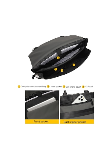 Luckybat Laptop Çantası Hava Yastığı Anti-damla Crossbody Çanta, Boyut: S 13.3-16 İnç Siyah Denklem