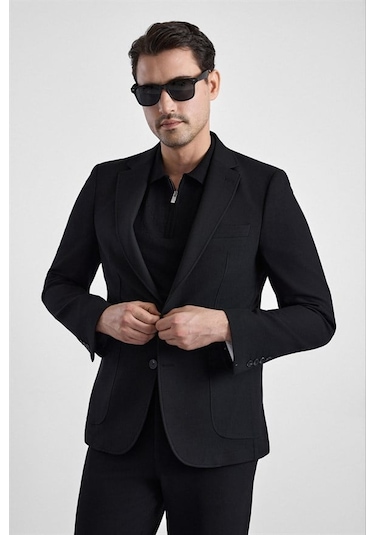 Süvari Siyah Slim Mono Yaka Düz Torba Cep 6 Drop Takım Elbise Tk1006900401-s09 Süvari Siyah Slim Mono Yaka Düz Torba Cep 6 Drop Takım Elbise Tk1006900401-s09