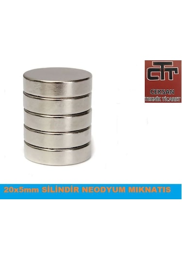 Neodyum Mıknatıs- Güçlü Çap 20Mm X Kalinlik 5Mm 10 Adet