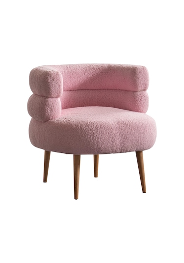 Barel Özel Tasarım Çay Seti, Berjer Ve Puf Ofis Balkon Cafe Bahçe Salon Mobilyası 2 Li Takım Pembe Pembe