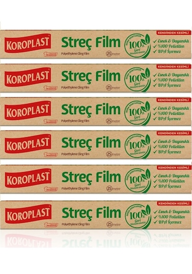 Koroplast Doğal Streç Film 25 Mt X 6 Paket