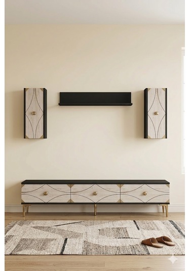 Tvr1897atg Alfa Tv Ünitesi Takımı Antrasit-traverten-gold 180cm