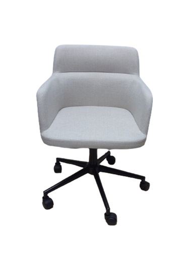 Sekreter Sandalyesi Döküm Süngerli Krem Renk Keten Kumaş