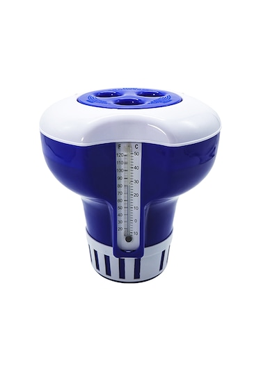 Dofolink Mavi Beyaz Yüzgeçli Havuz Termometreli Kimyasallı Dağıtıcı Kutusu - Pvc Malzeme, Kolay Kullanım, Tüm Havuzlar İçin Temizlik Tableti Yok Çok Renkli