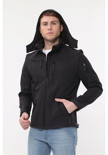 Uniprom Taktikal Softshell Mont Kollar Ve Kapşon Çıkabilir Erkek Füme
