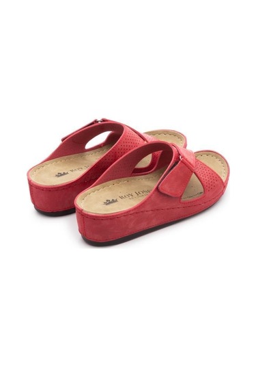 Roy Jones Kadın Ortopedik Çapraz Cırtlı Ayarlanabilir Üst Detay Konfor Modeli Günlük Terlik Yumuşak Kırmızı