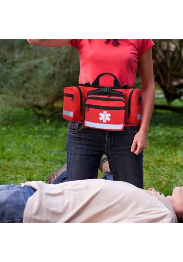 Maxaccess Kırmızı Outdoor Portatif Bel Çantası, Kurtarma Tıbbi Çantası Kompakt Depolama Organiz