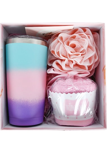 Ranyeek 7 Parça 20oz Çift Katlı Vakumlu Paslanmaz Çelik Termos Seti - Termos Bardak, Kapak, Kartpostal, Pasta Bardak Çorap, Duş Topu, Pipet Ve Fırça İle Hediye Kutusu Çok Renkli