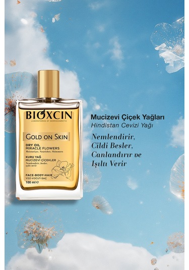 Gold On Skin Kuru Yağ 100 ml Sprey Doğal, Cilt & Saç İçin Besleyici, Nemlendirici Yağ, Monoi Kokulu